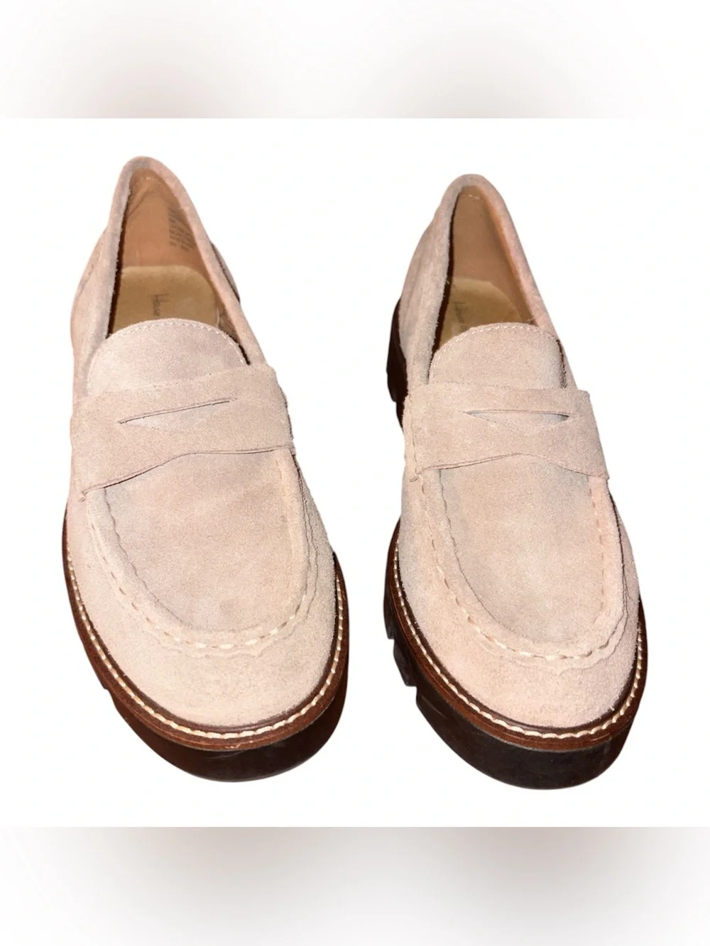 House of Harlow 1960 Beige Suede Cushioned Non-Slip Loafer Flats Women's Size 10